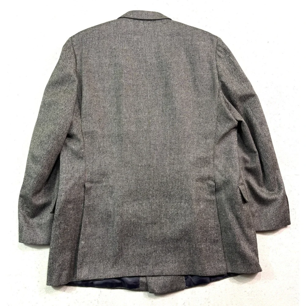 vtg Tom James 48L Herringbone Double Breasted Blazer‎ Jacket Sport Coat USA